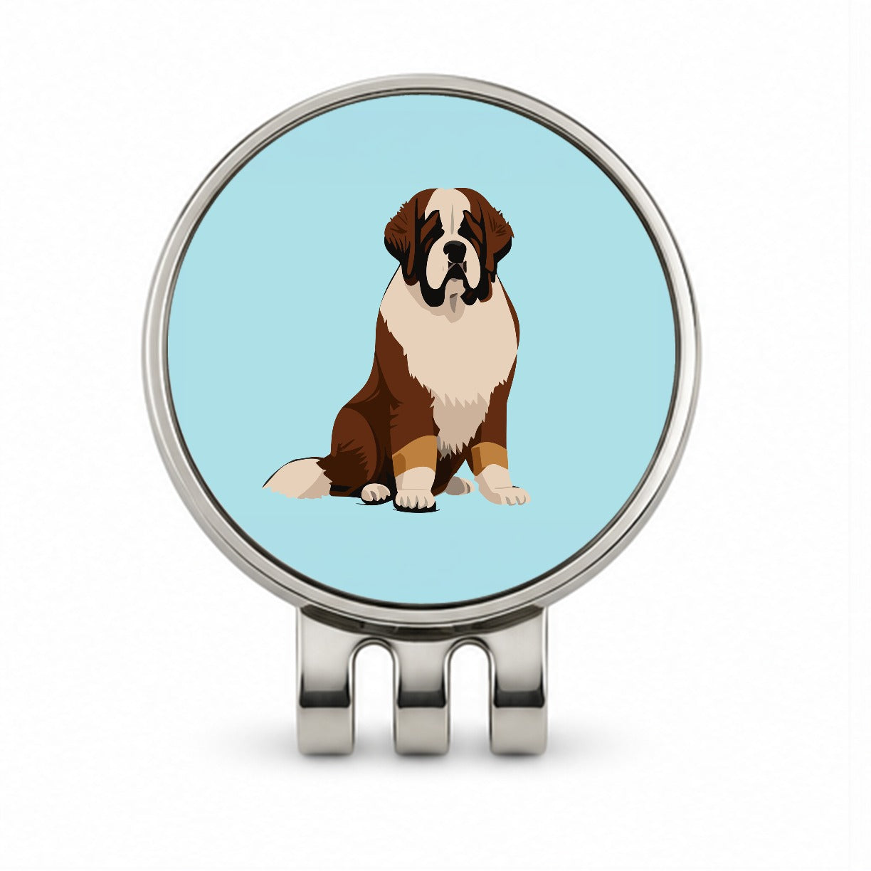 St Bernard Dog Sitting Golf Hat Clip with Ball Marker
