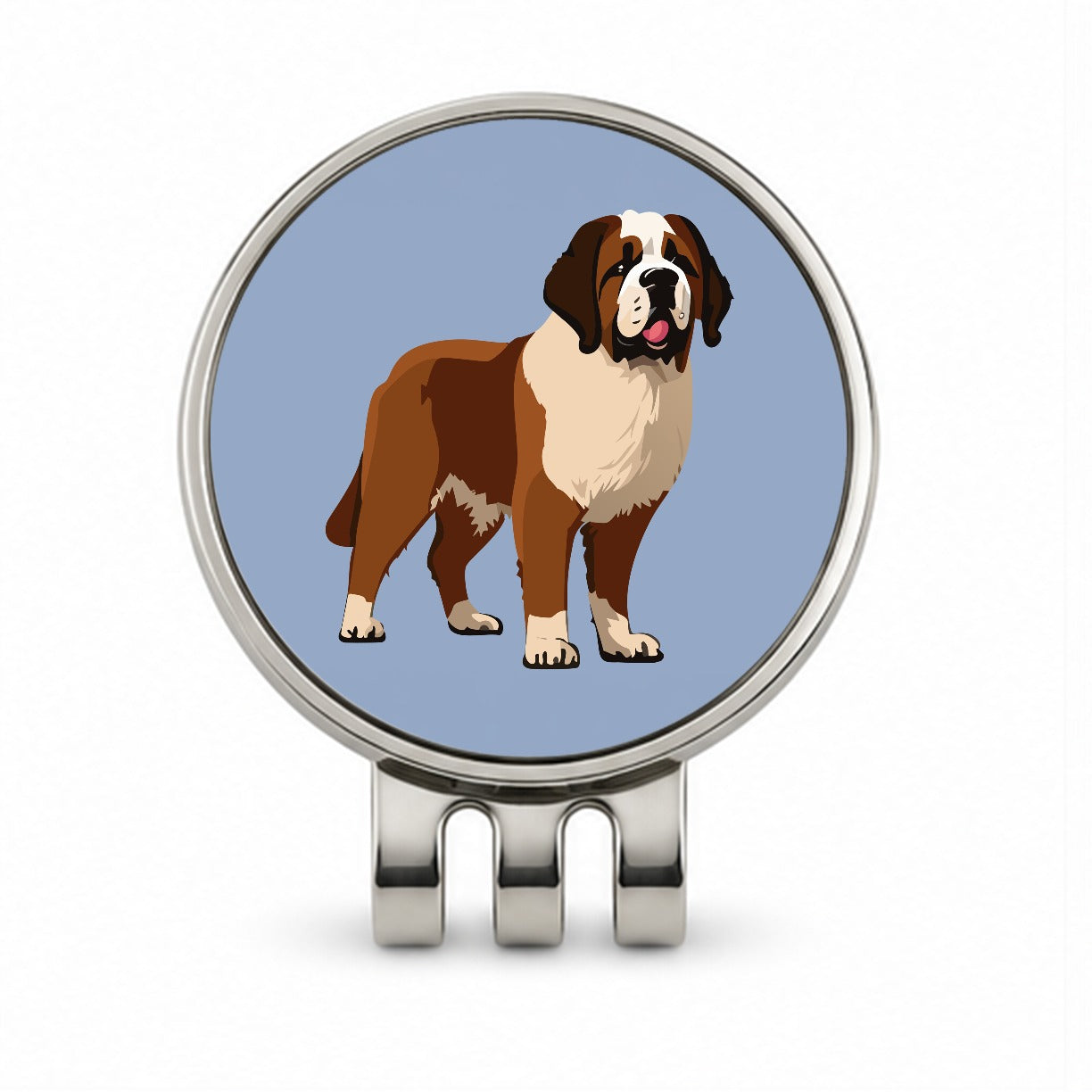 St Bernard Dog Standing Golf Hat Clip with Ball Marker
