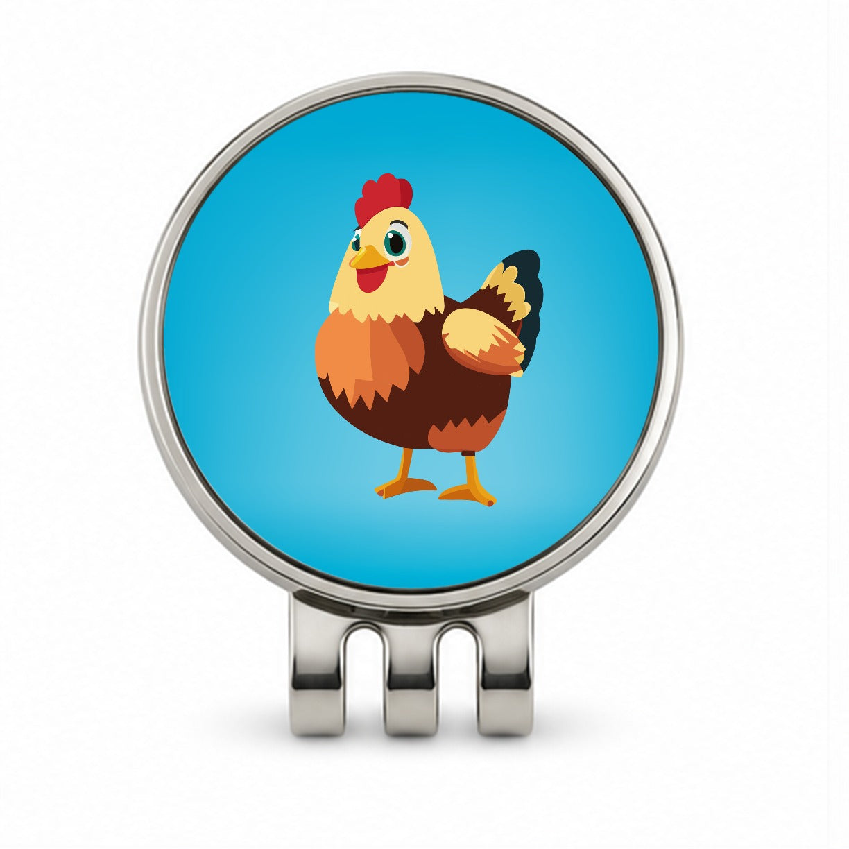 Standing Rooster Happy Golf Hat Clip with Ball Marker