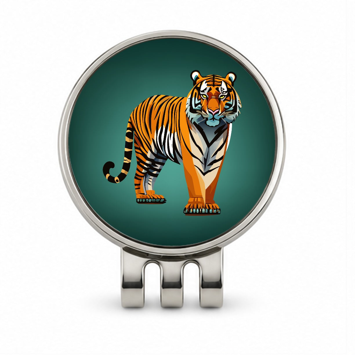 Standing Tiger Golf Hat Clip with Ball Marker
