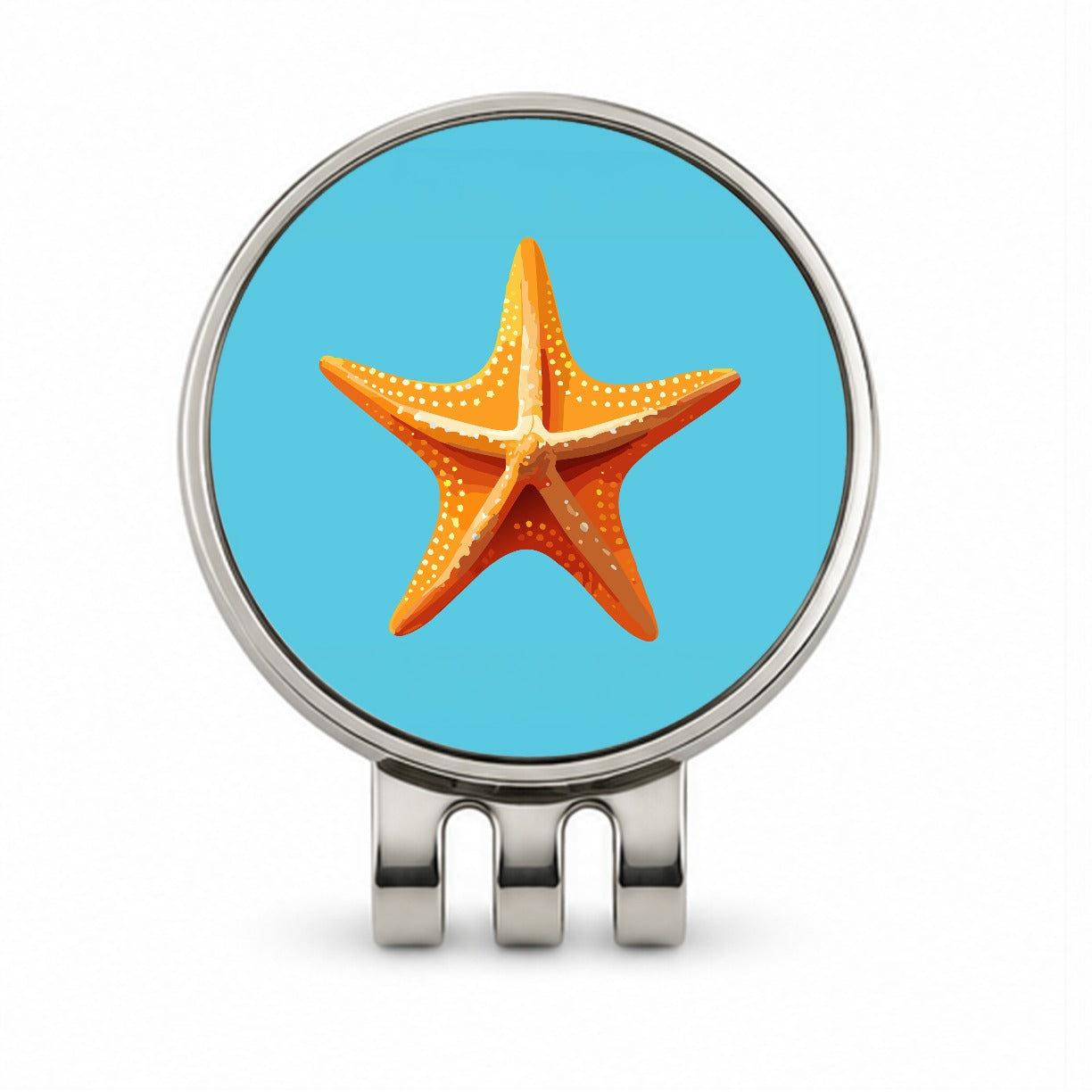 Starfish Star Fish Ocean Animal Orange Golf Hat Clip with Ball Marker