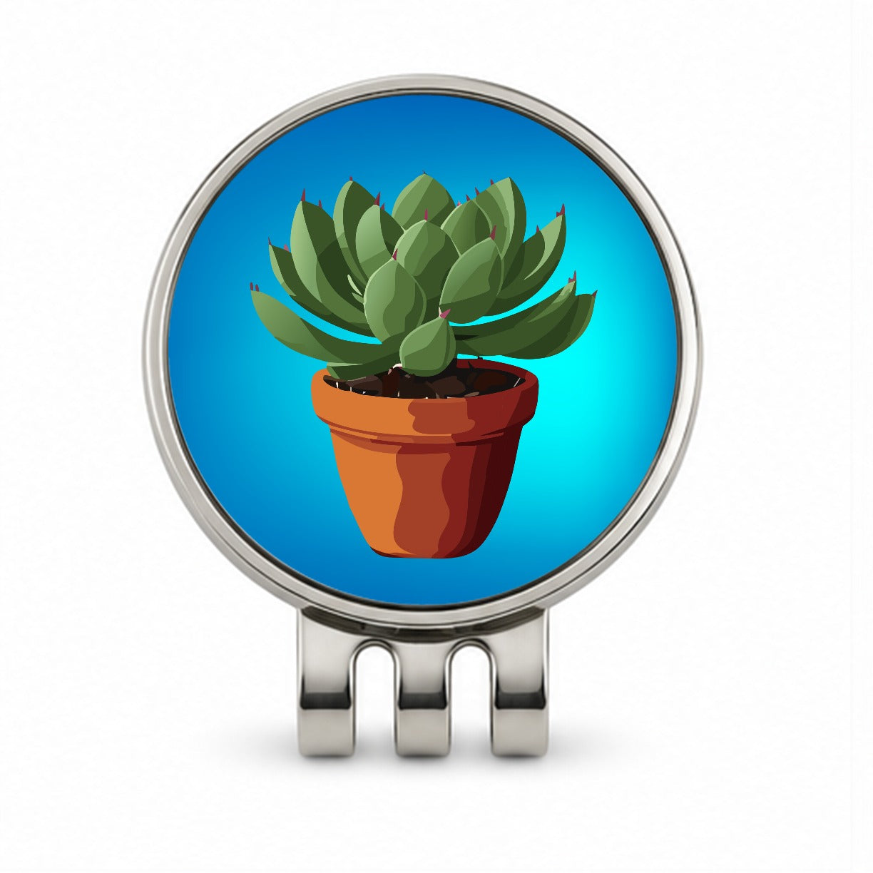 Succulent Plant in Pot Golf Hat Clip with Ball Marker