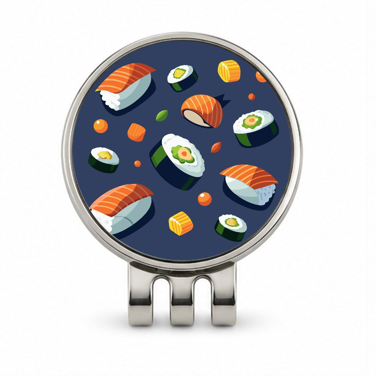 Sushi Food Scattered Golf Hat Clip with Ball Marker
