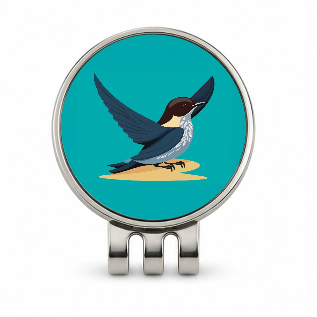 Swallow Bird Blue Golf Hat Clip with Ball Marker