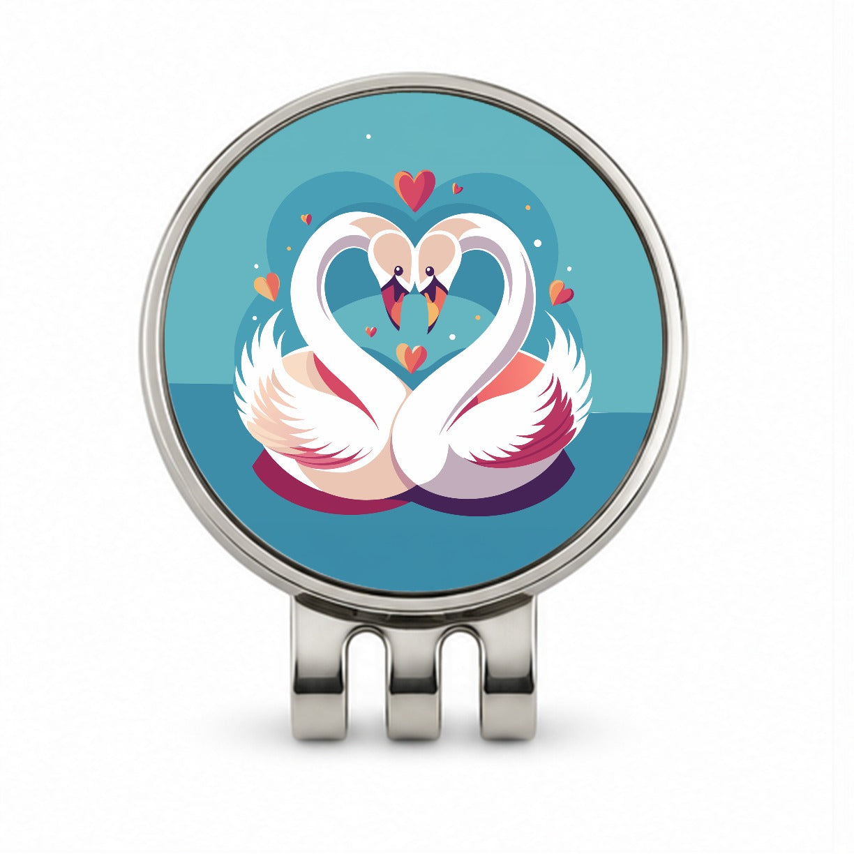 Swans in Love Anniversary Wedding Valentines Day Golf Hat Clip with Ball Marker