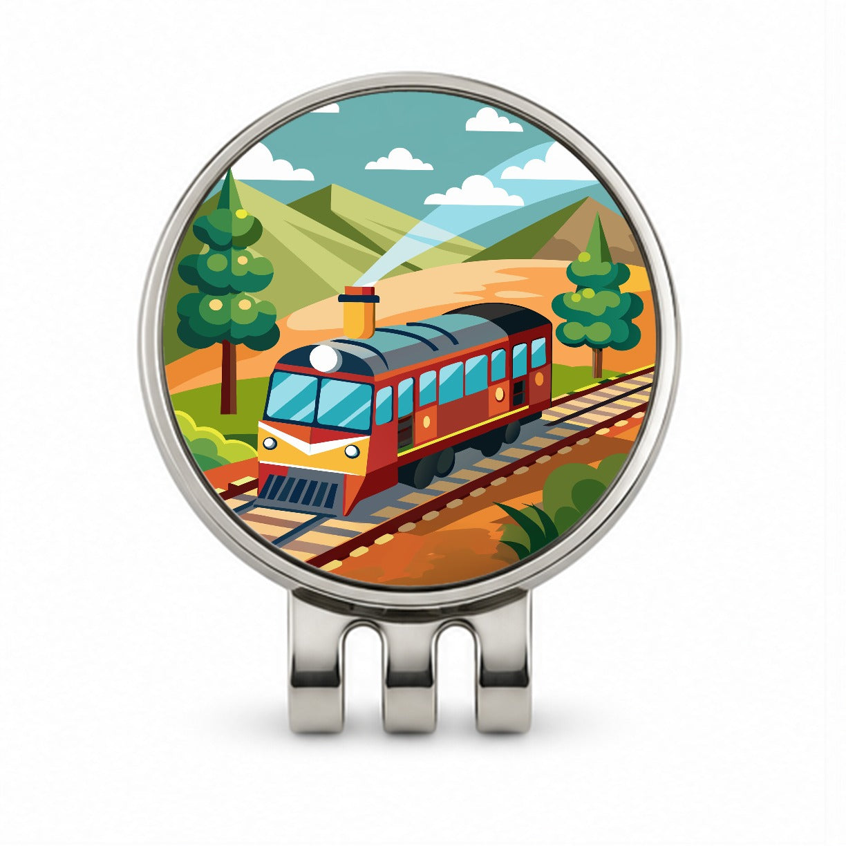 Train on Track Golf Hat Clip with Ball Marker