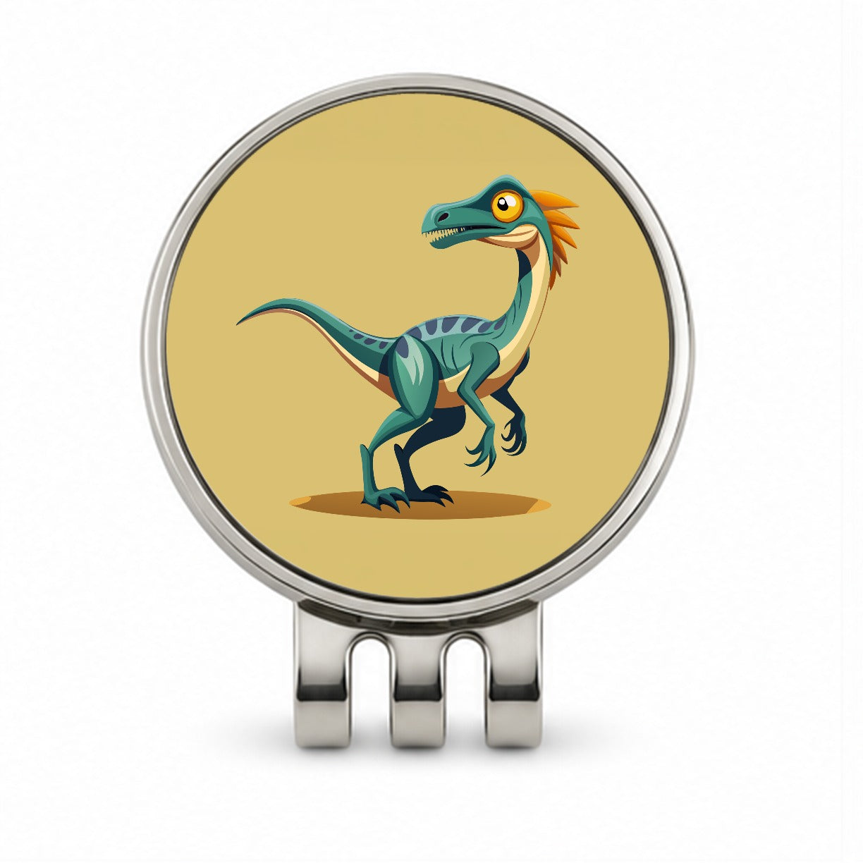 Troodon Dinosaur Golf Hat Clip with Ball Marker