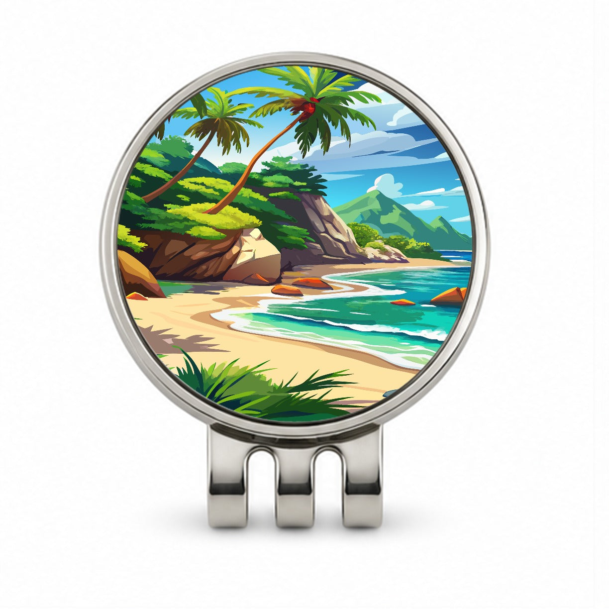 Tropical Beach Beautiful Vacation Travel Golf Hat Clip with Ball Marker