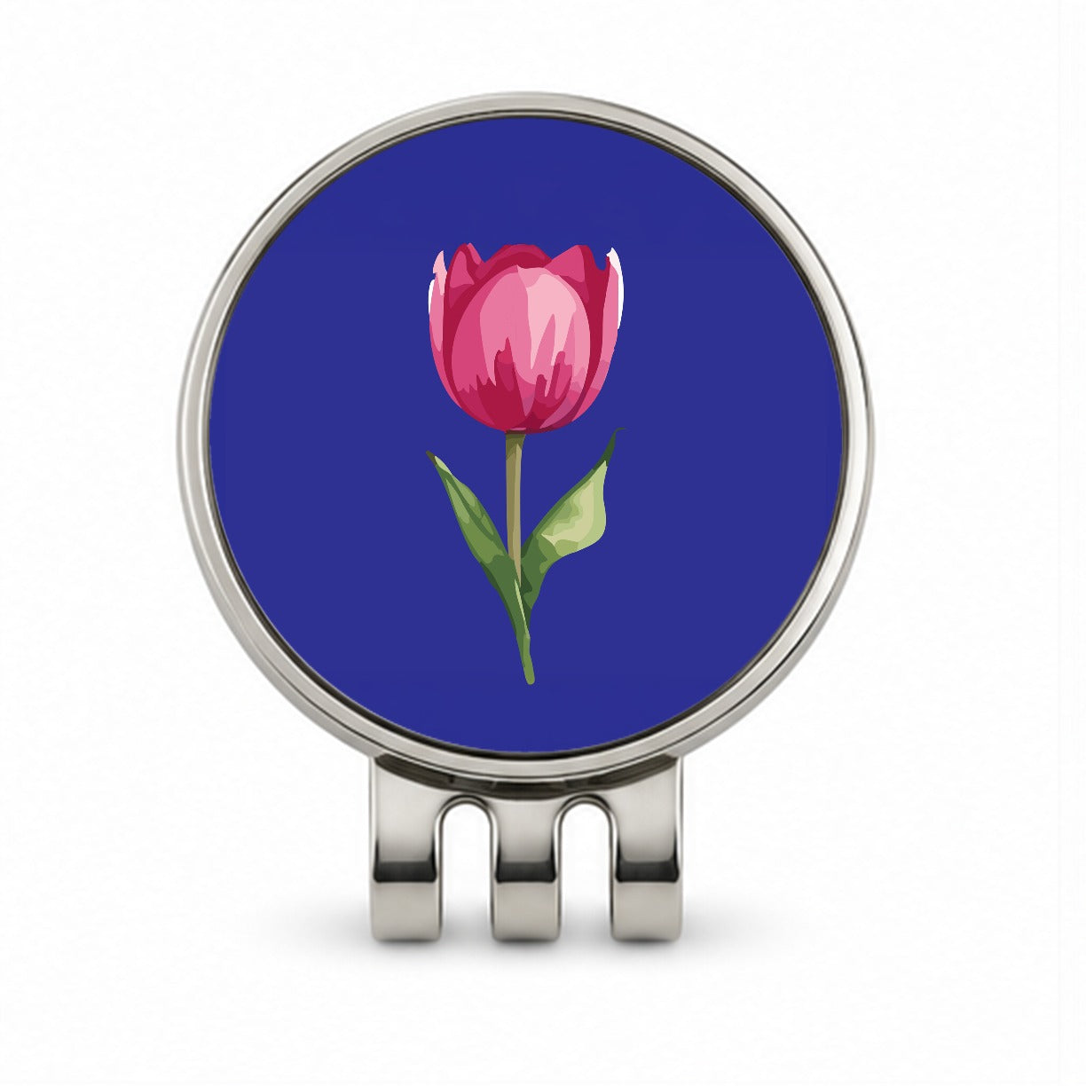Tulip Flower Pink Watercolor Golf Hat Clip with Ball Marker