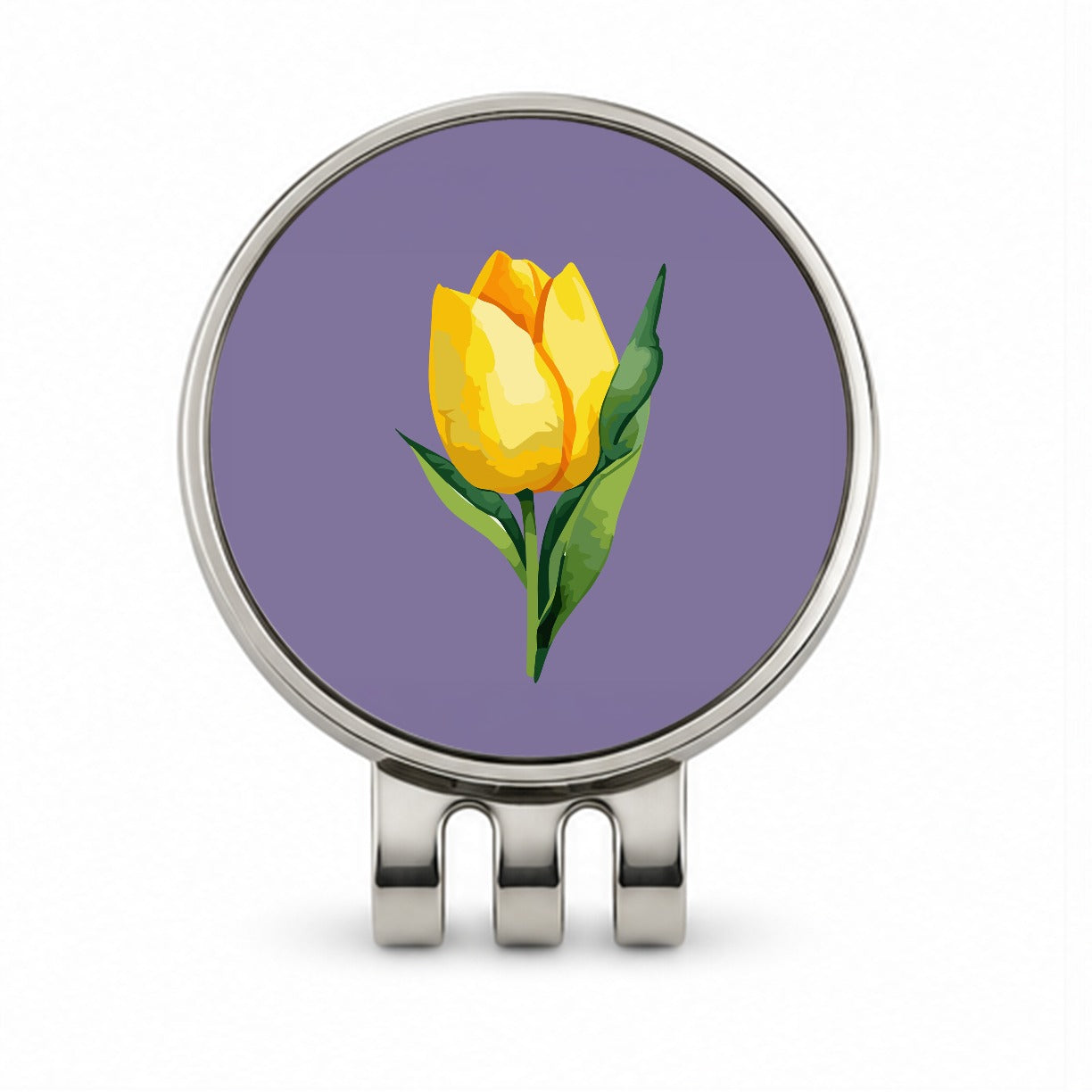 Tulip Flower Yellow Watercolor Golf Hat Clip with Ball Marker