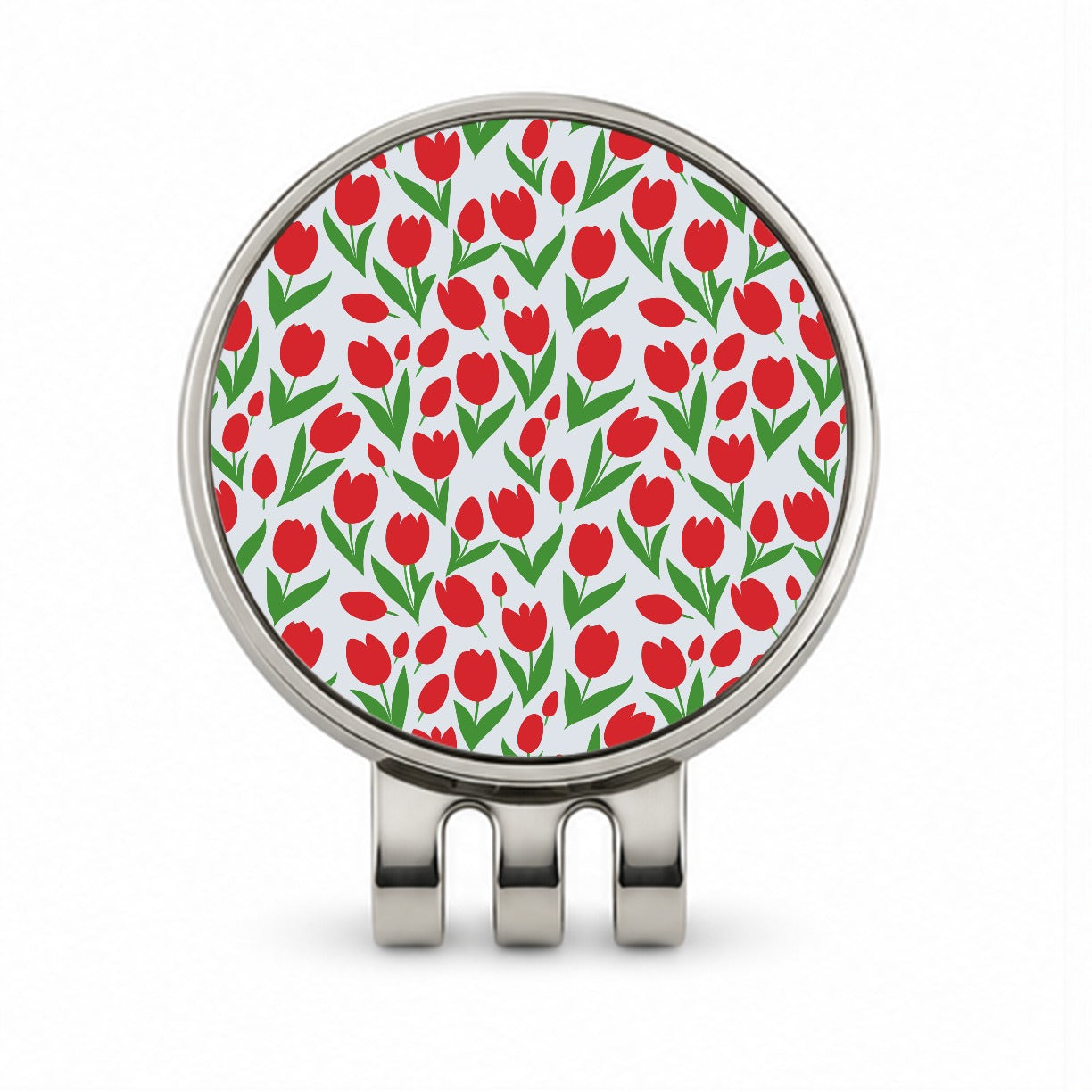 Tulips Red Flowers Pattern Golf Hat Clip with Ball Marker