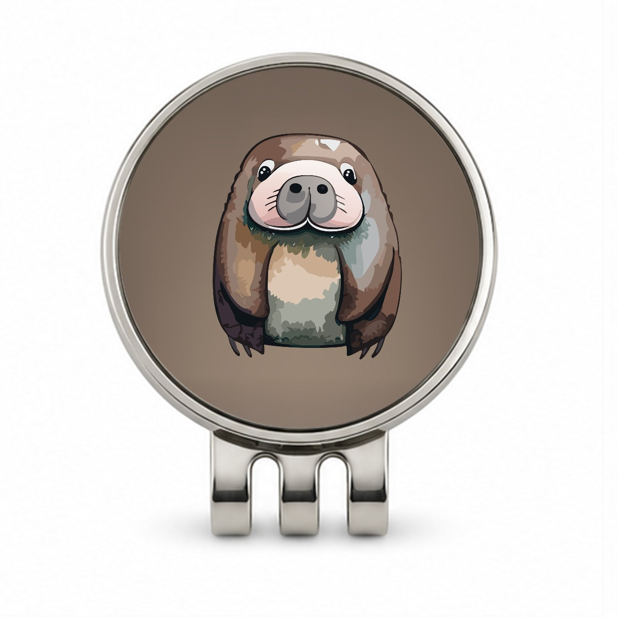 Walrus Cute Watercolor Golf Hat Clip with Ball Marker