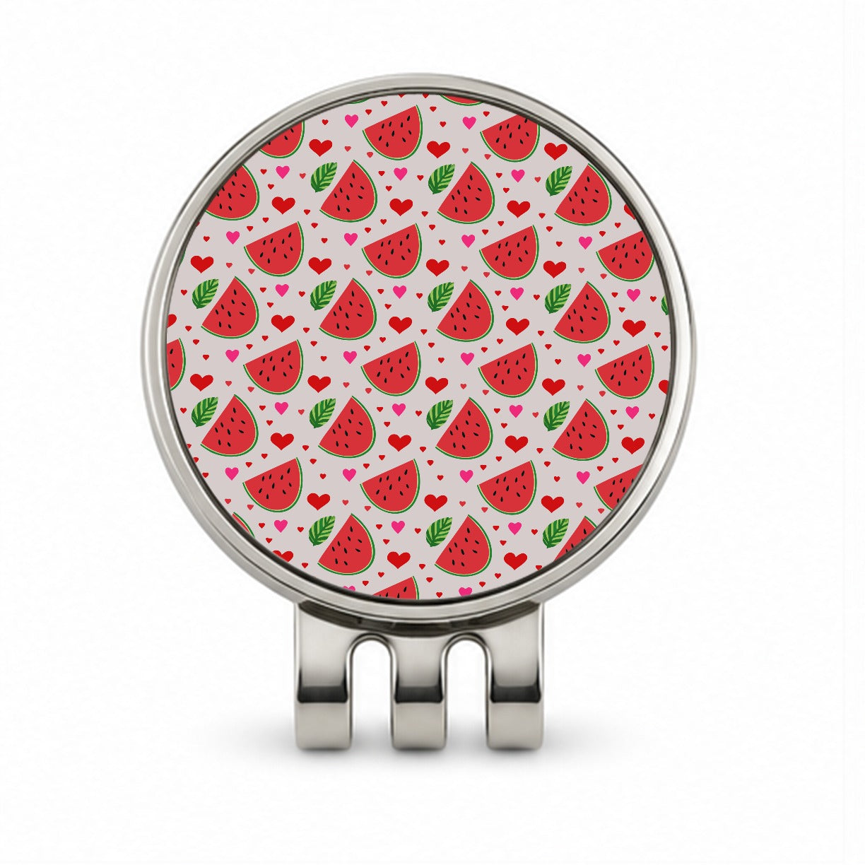 Watermelon Hearts Pattern Golf Hat Clip with Ball Marker
