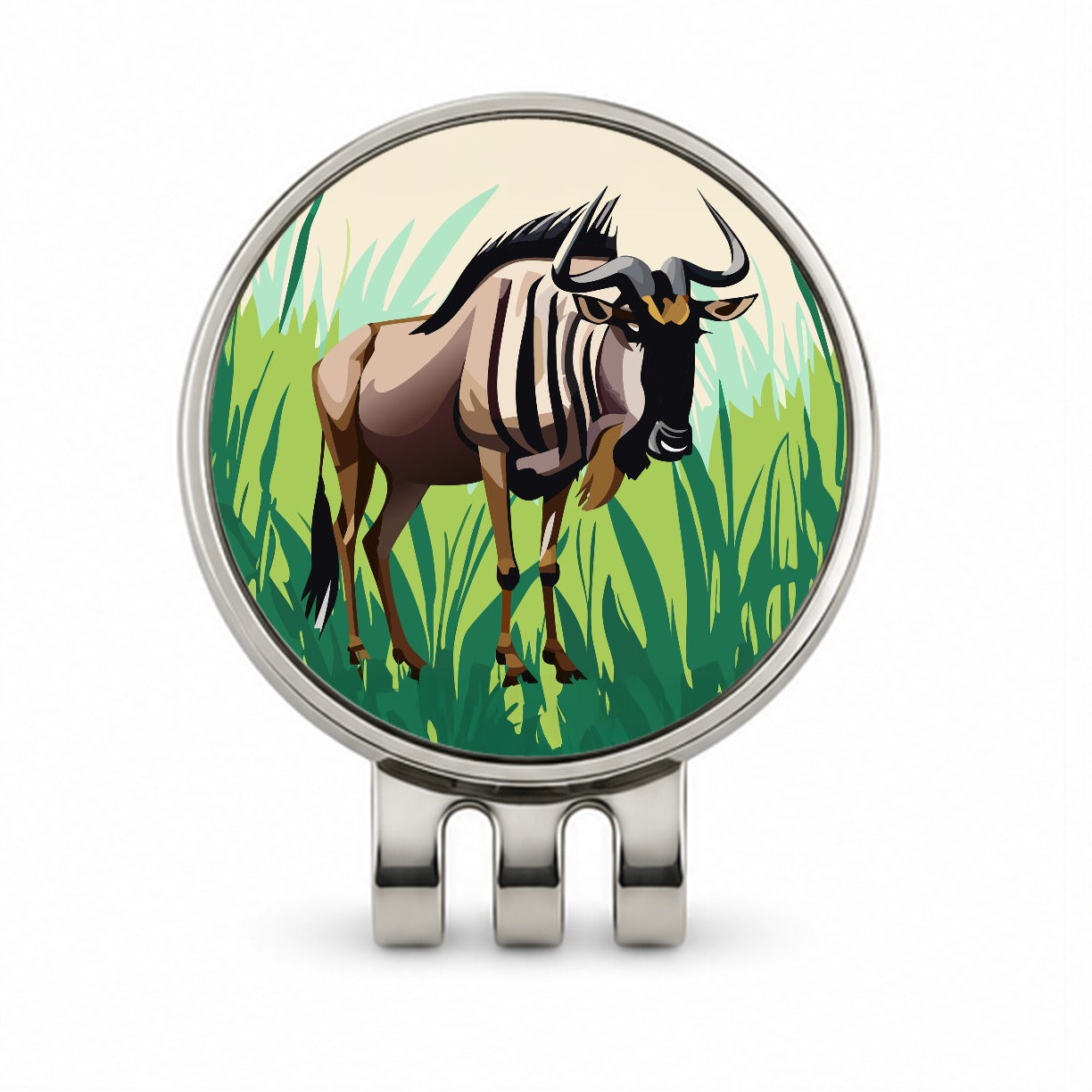 Wildebeest Africa Animal Golf Hat Clip with Ball Marker
