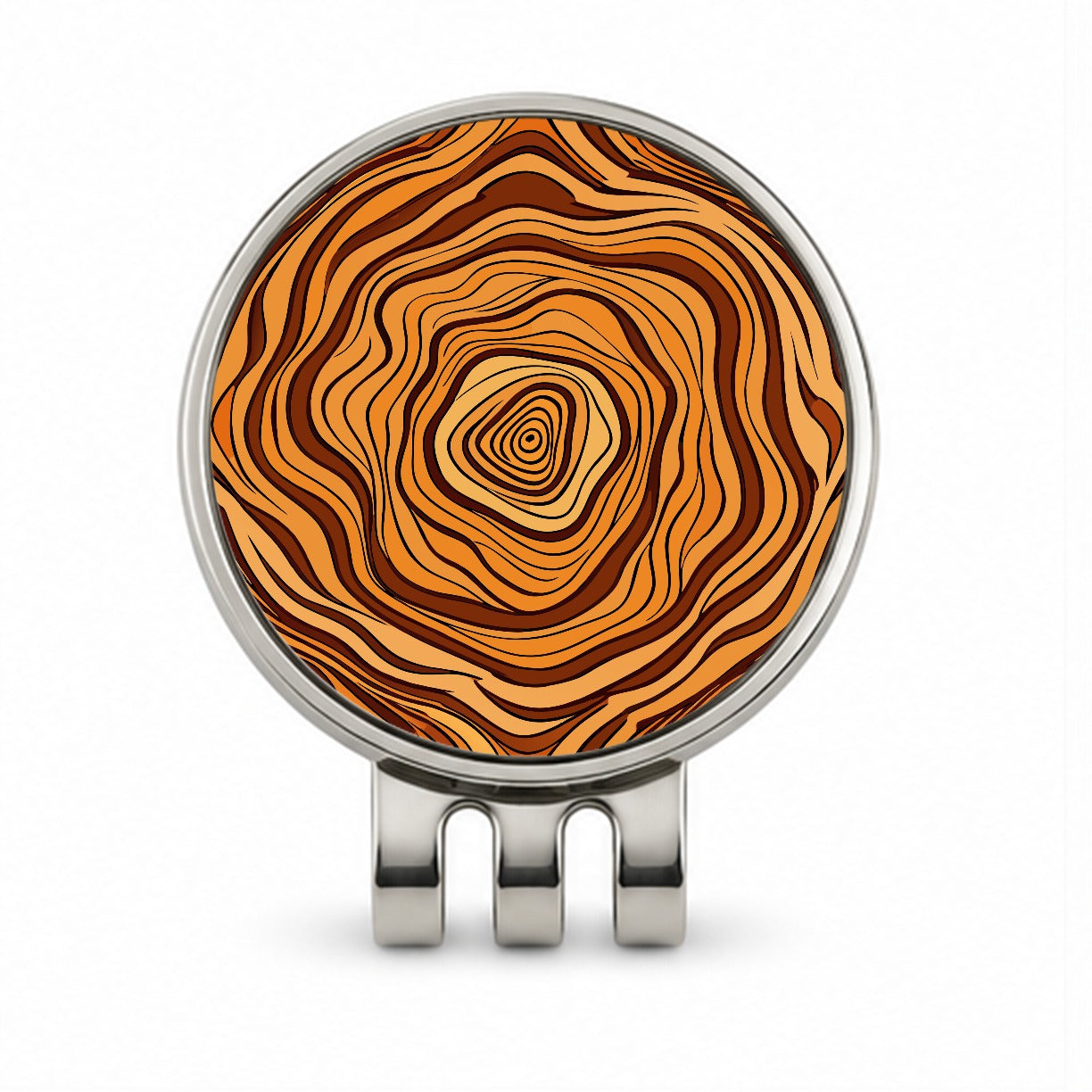 Wood Grain Tree Pattern Golf Hat Clip with Ball Marker
