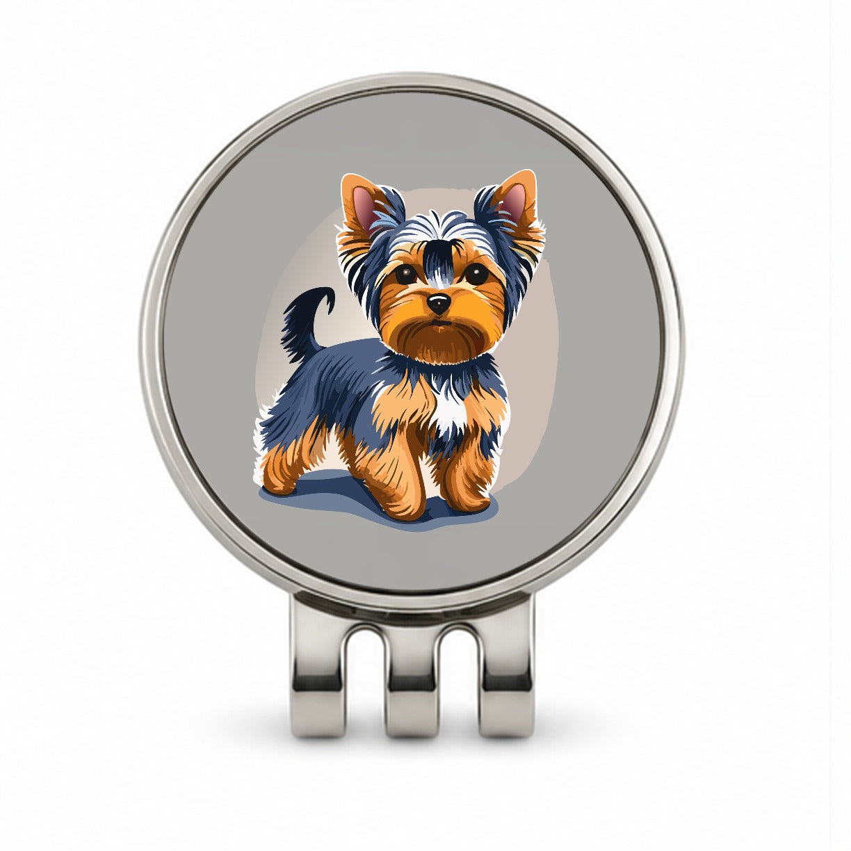 Yorkshire Terrier Dog Standing Golf Hat Clip with Ball Marker