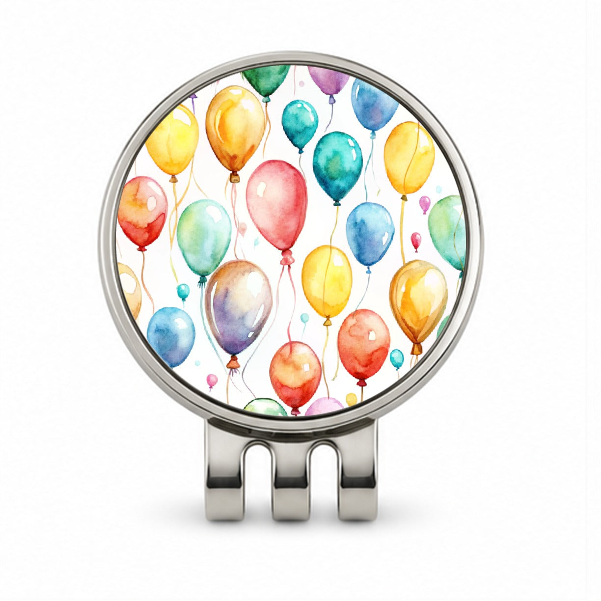 Balloons Colorful Watercolor Birthday Golf Hat Clip with Ball Marker