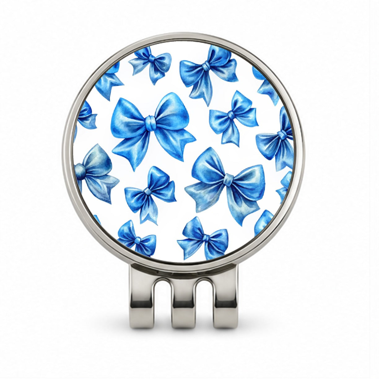 Blue Scattered Coquette Bows Watercolor Golf Hat Clip with Ball Marker