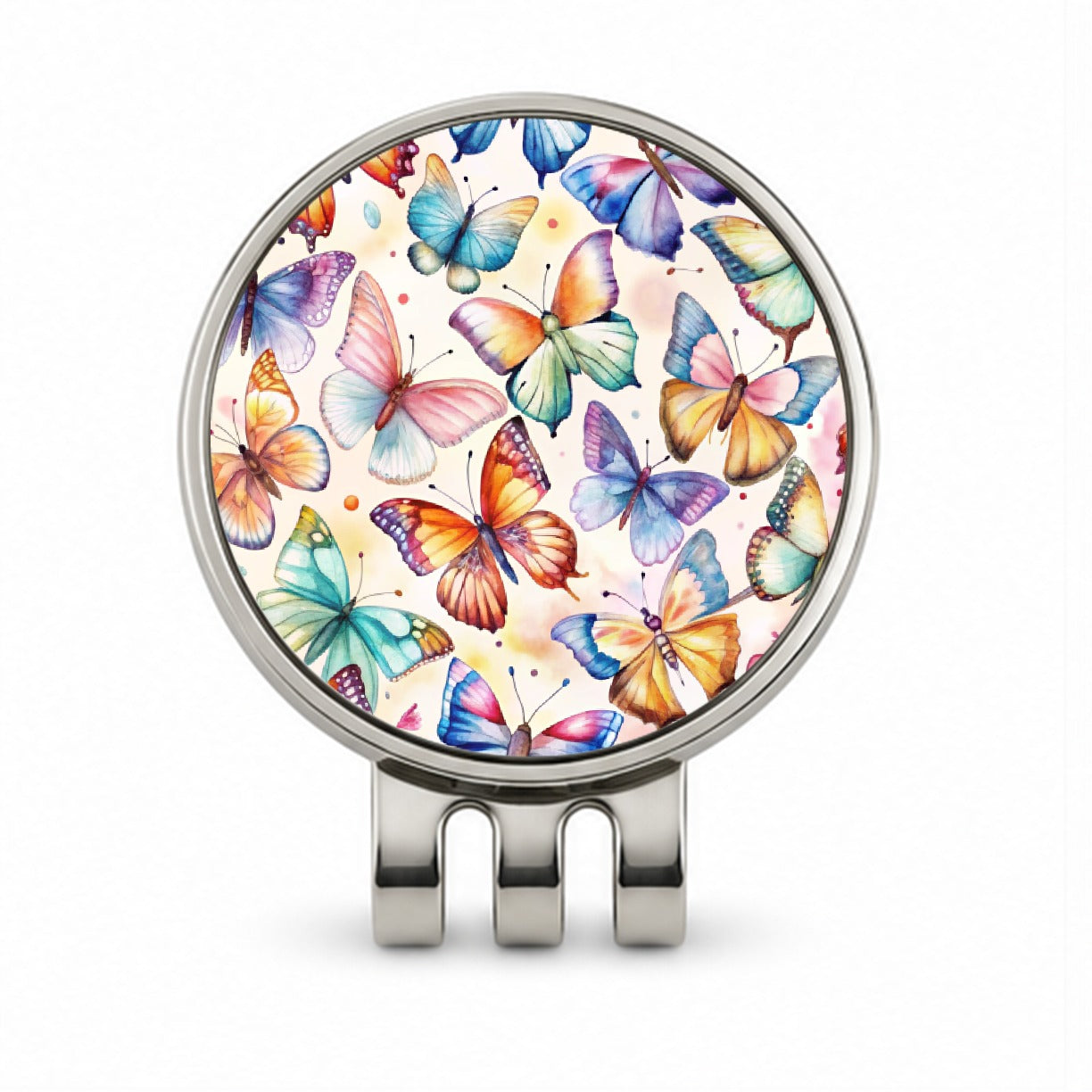 Butterflies Watercolor Golf Hat Clip with Ball Marker