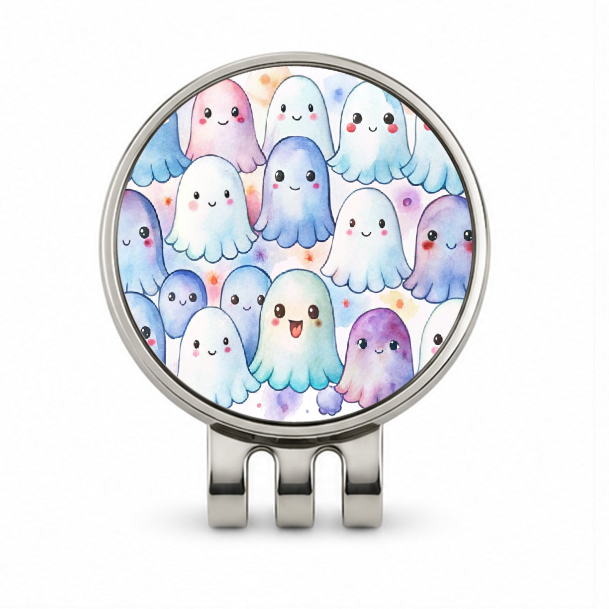 Cute Ghosts Watercolor Golf Hat Clip with Ball Marker
