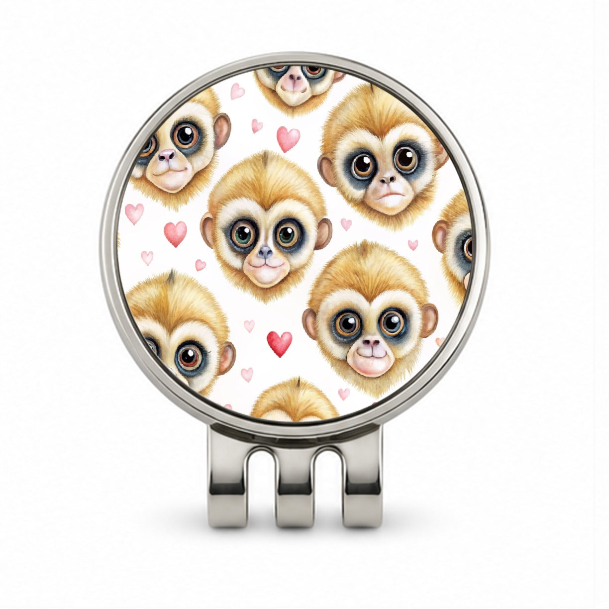 Cute Gibbons Faces Hearts Golf Hat Clip with Ball Marker