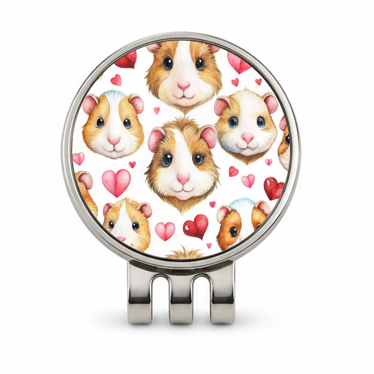 Cute Guinea Pig Faces Hearts Golf Hat Clip with Ball Marker
