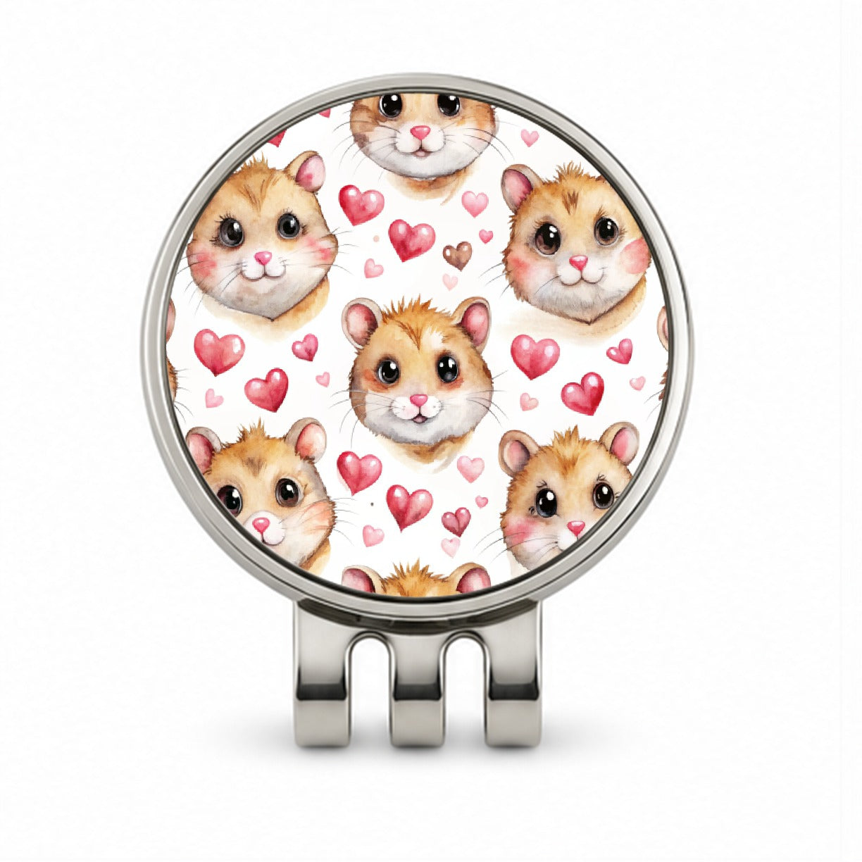 Cute Hamster Faces Hearts Golf Hat Clip with Ball Marker