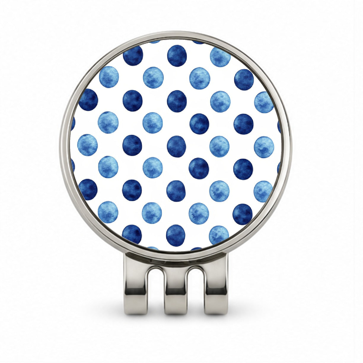 Dark Blue Polka Dots White Background Golf Hat Clip with Ball Marker