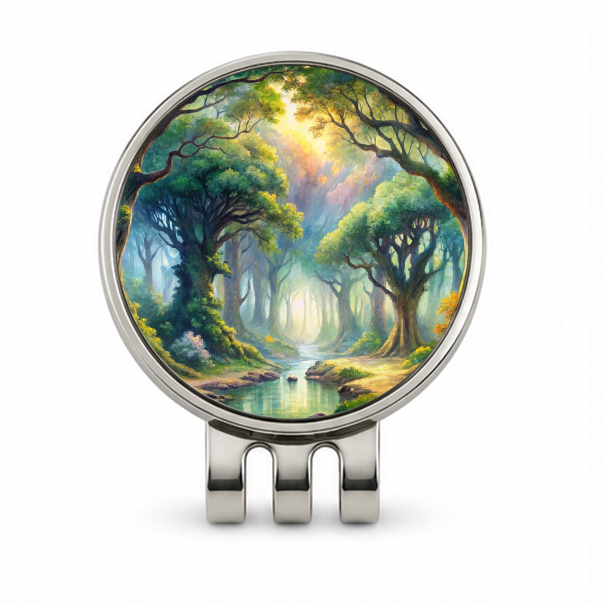 Elvish Elves Forest Fantasy Watercolor Design Golf Hat Clip with Ball Marker
