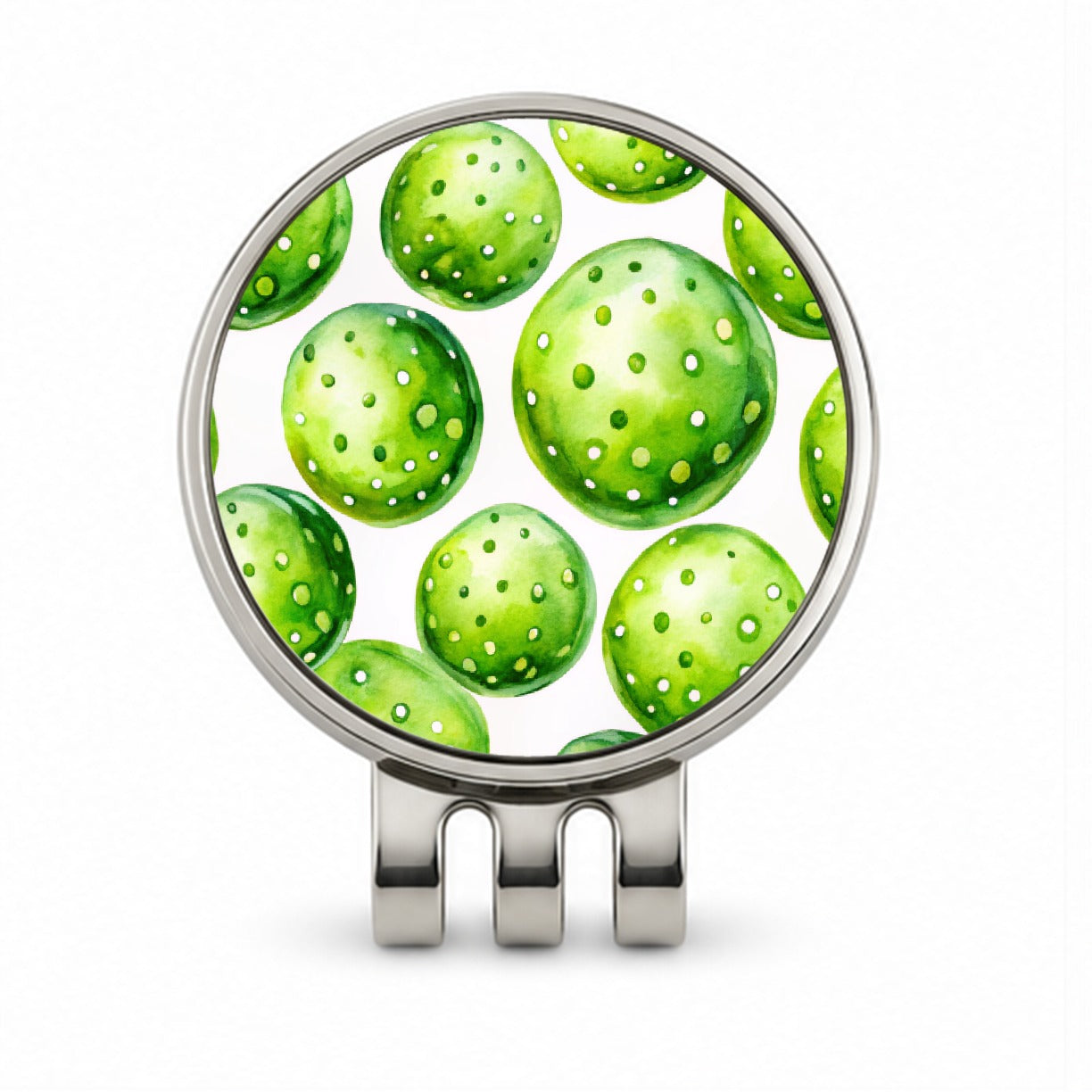 Fluorescent Green Pickleballs Golf Hat Clip with Ball Marker