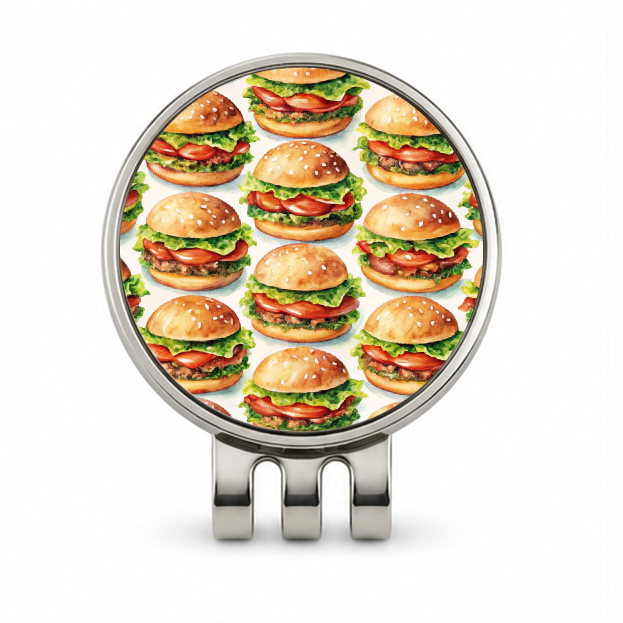 Hamburgers Watercolor Golf Hat Clip with Ball Marker