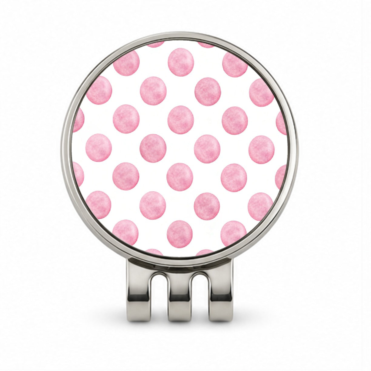 Light Pink Polka Dots White Background Golf Hat Clip with Ball Marker