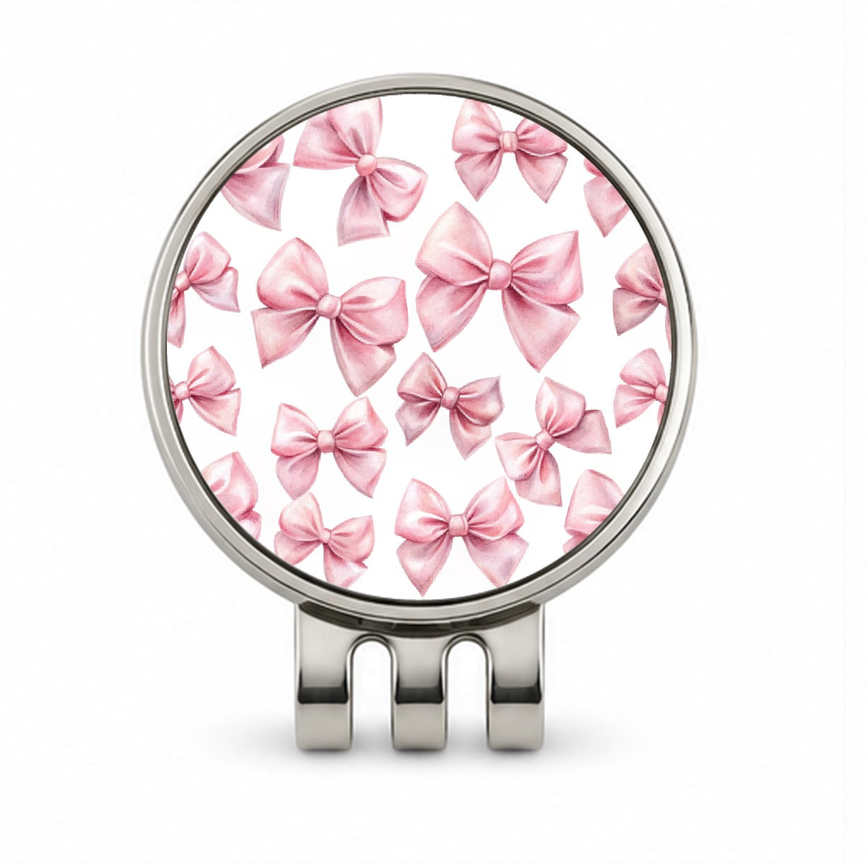 Light Pink Scattered Coquette Bows Watercolor Golf Hat Clip with Ball Marker
