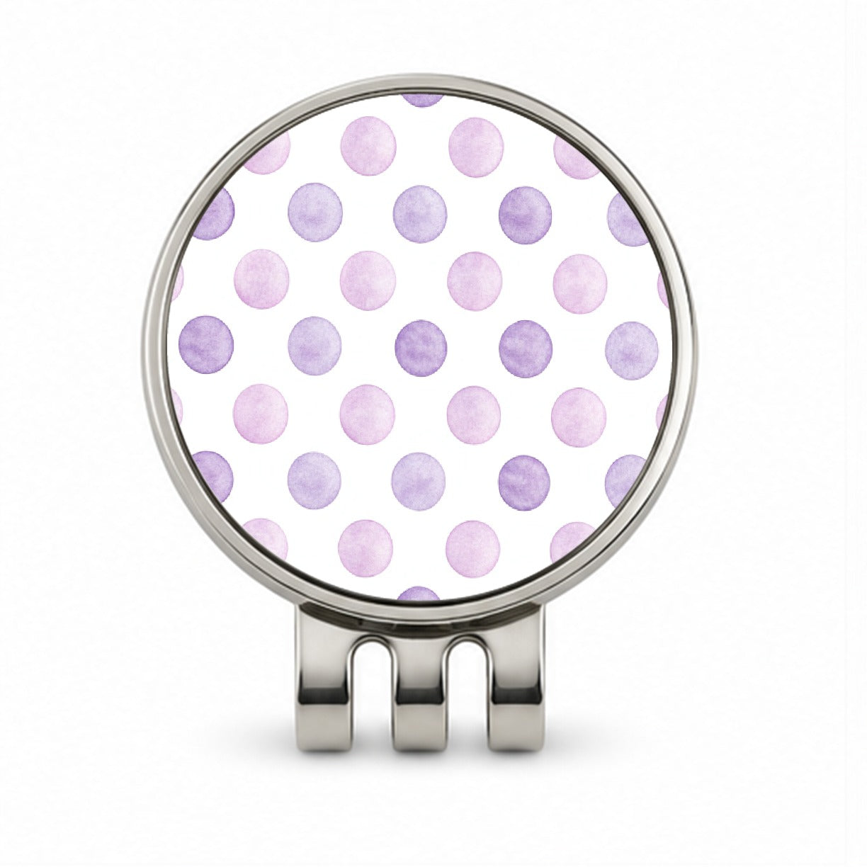 Light Purple Polka Dots White Background Golf Hat Clip with Ball Marker