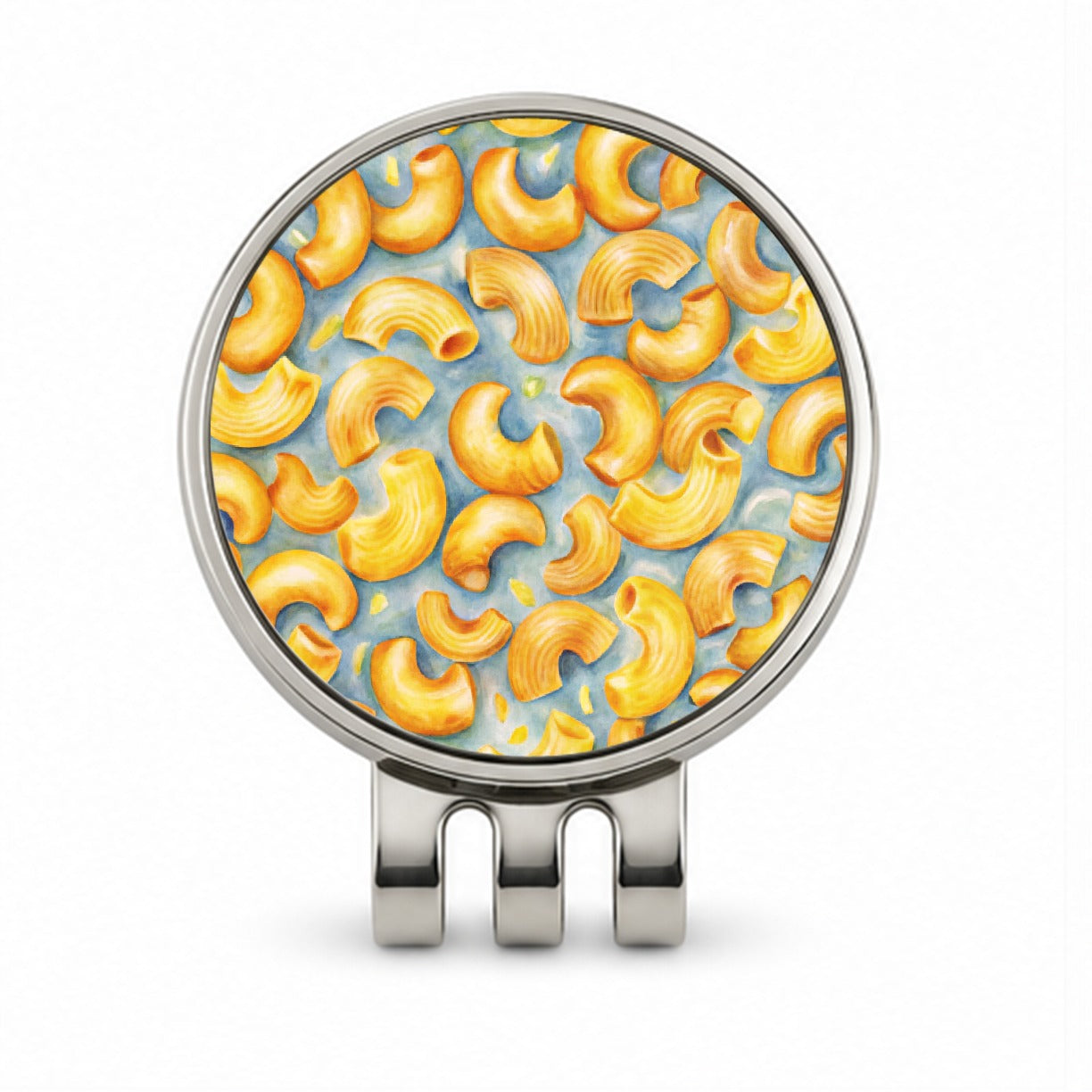 Macaroni Cheese Pasta Watercolor Golf Hat Clip with Ball Marker