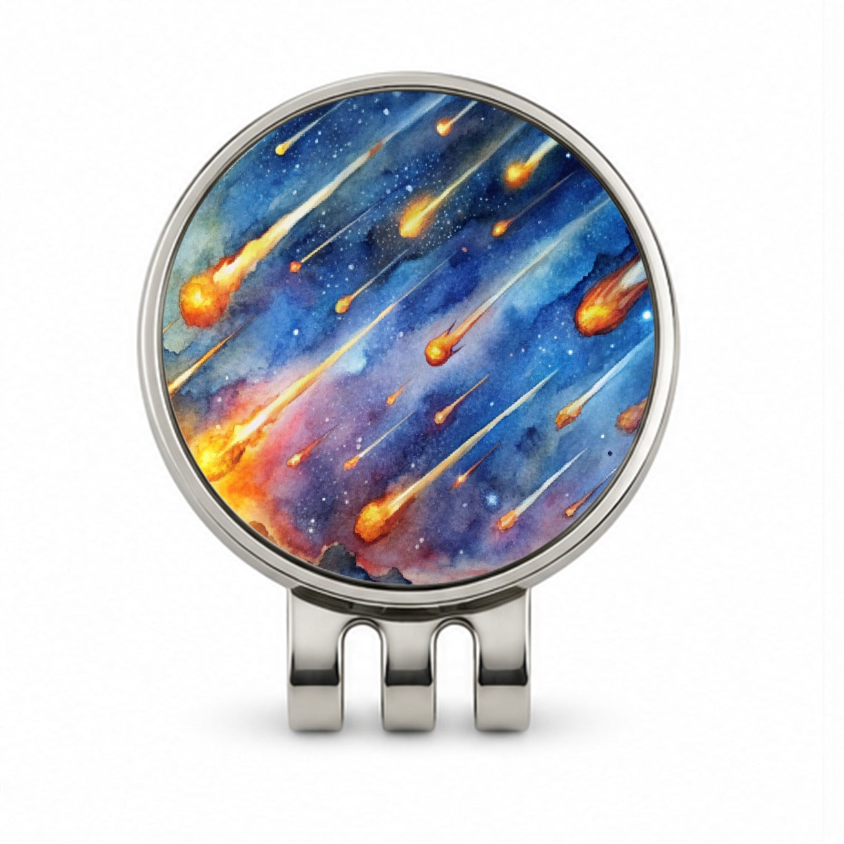 Meteors Watercolor Golf Hat Clip with Ball Marker