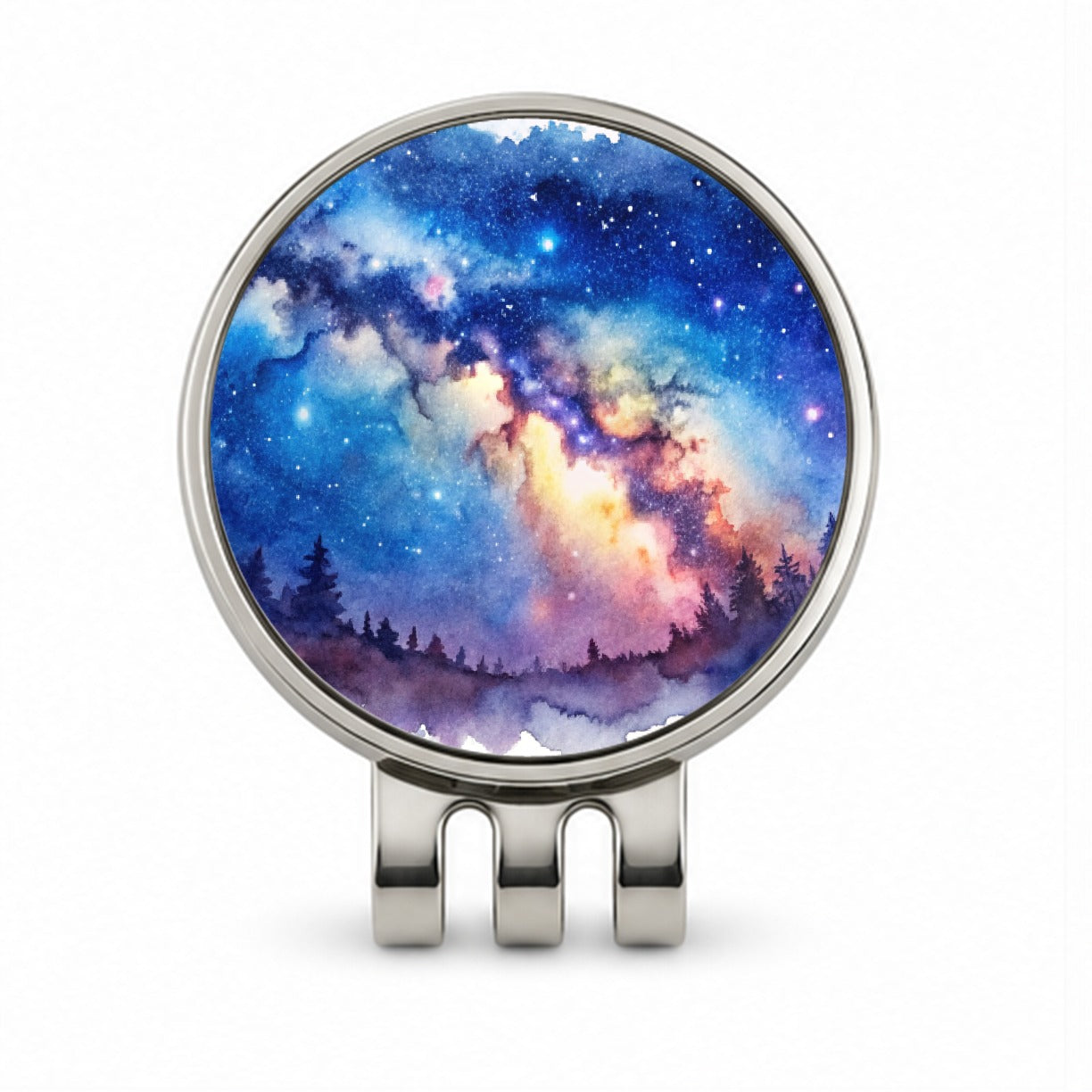 Milky Way Space Watercolor Design Stars Beautiful Golf Hat Clip with Ball Marker