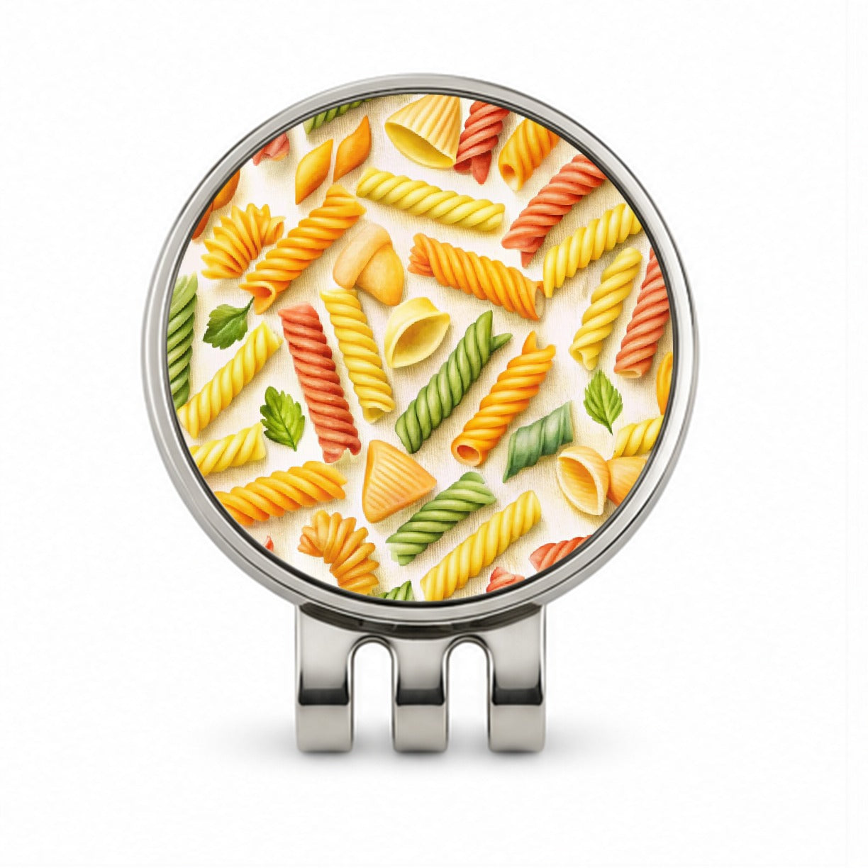 Pasta Noodles Watercolor Golf Hat Clip with Ball Marker