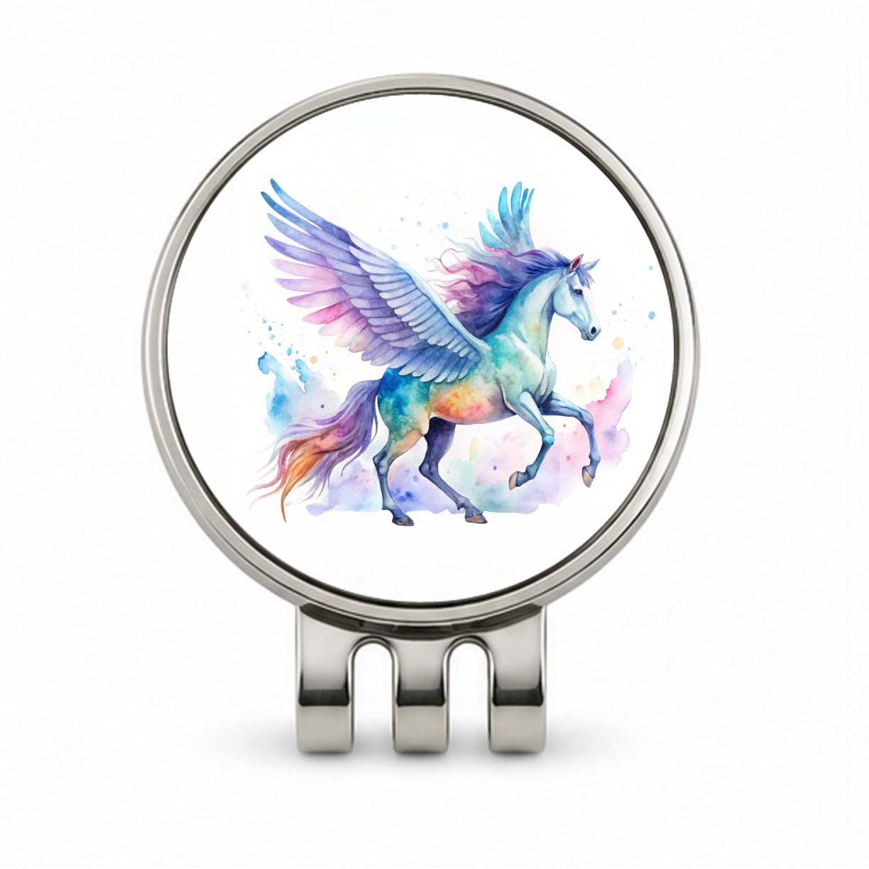 Pegasus Greek Mythology Watercolor Design Golf Hat Clip with Ball Marker