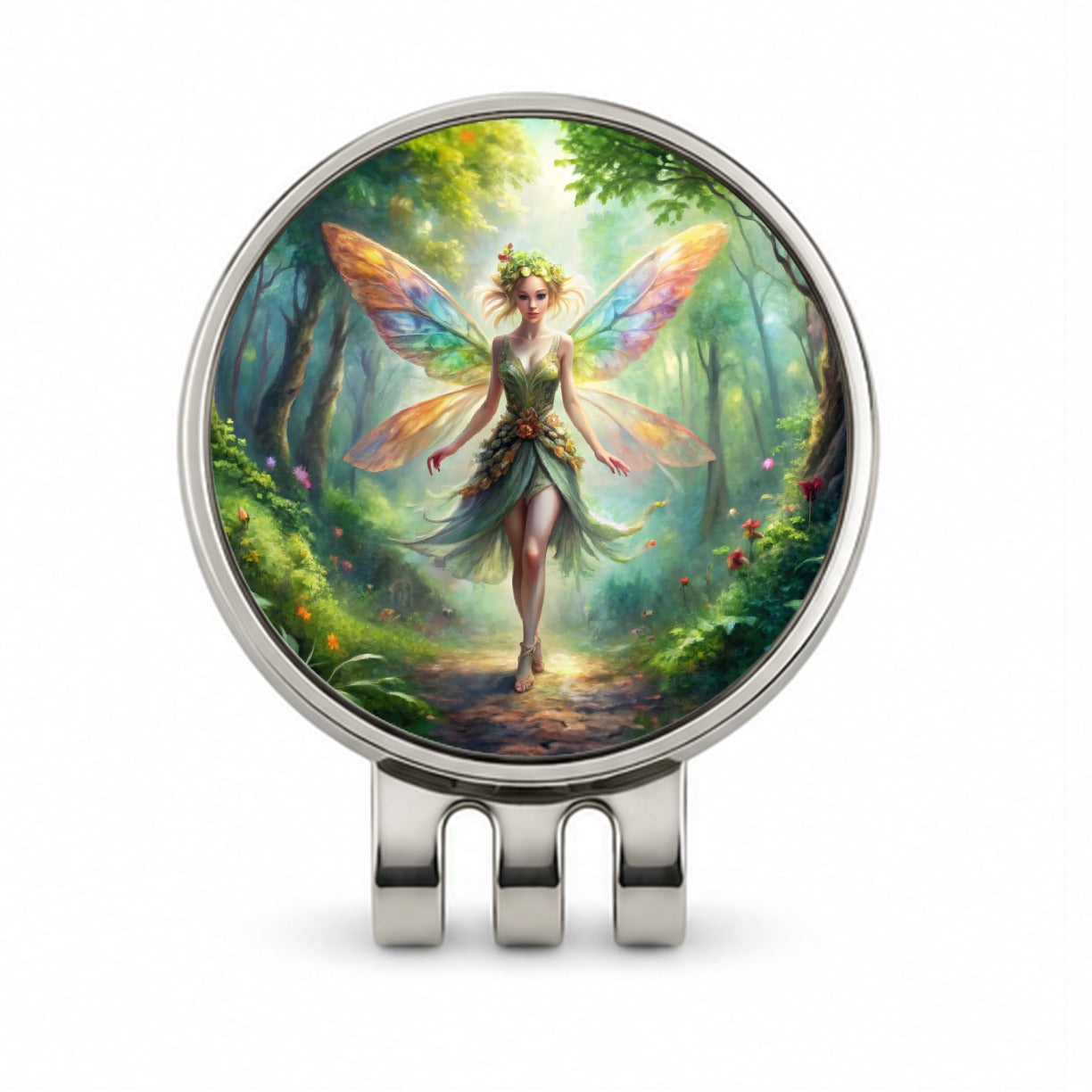 Pixie Fairy Forest Fantasy Beautiful Watercolor Golf Hat Clip with Ball Marker