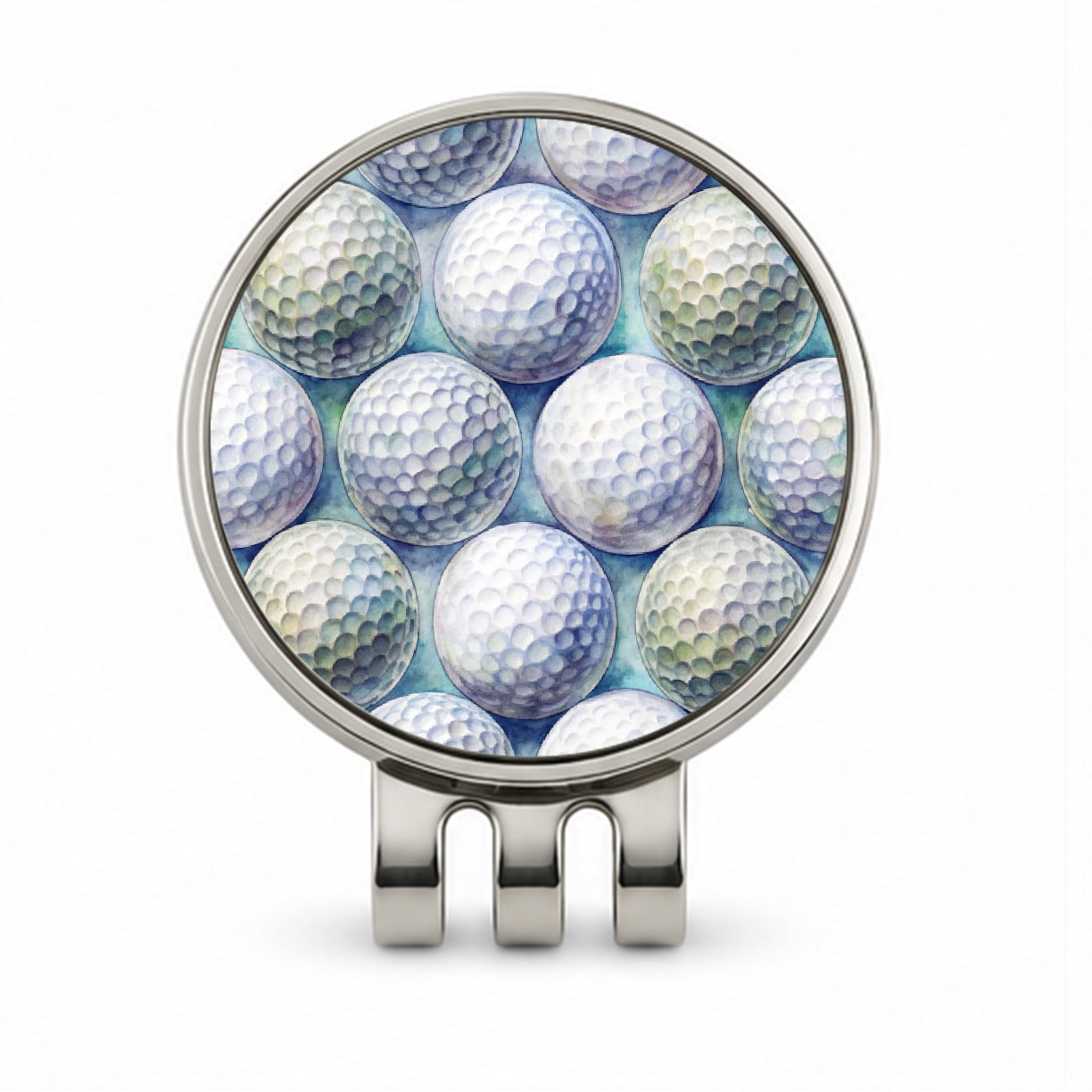 White Golf Balls Watercolor Golf Hat Clip with Ball Marker
