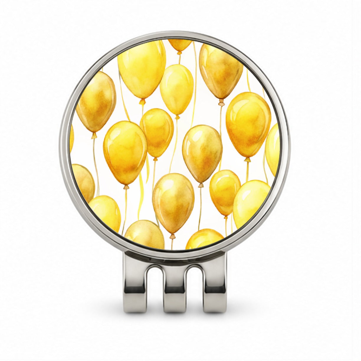 Yellow Balloons Watercolor Golf Hat Clip with Ball Marker