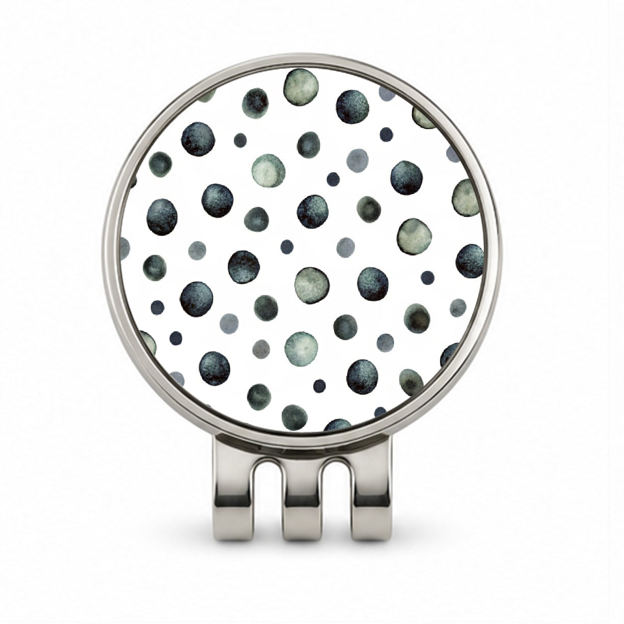 Black Polka Dots Fun White Background Golf Hat Clip with Ball Marker