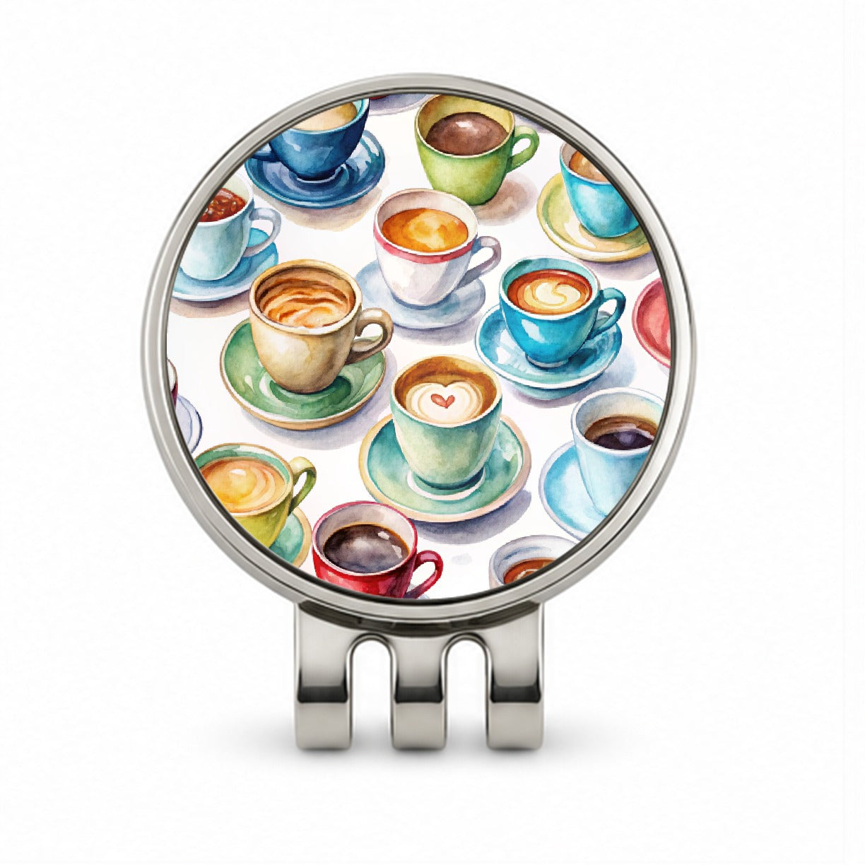 Bunch Of Coffee Cups Golf Hat Clip with Ball Marker