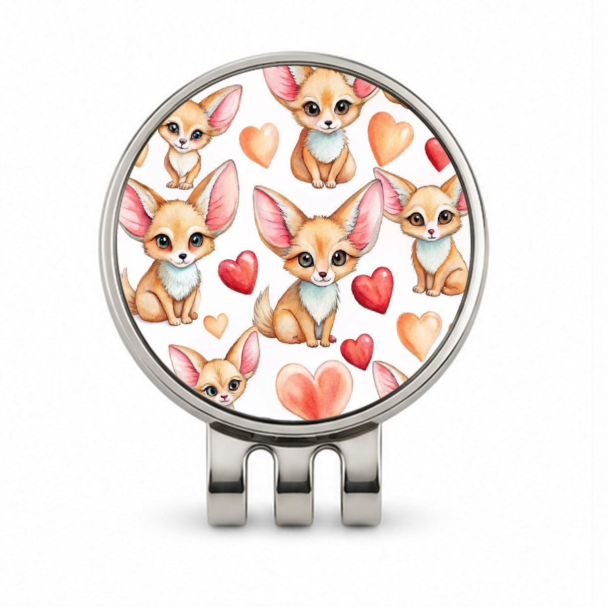 Chibi Fenec Foxes And Hearts Golf Hat Clip with Ball Marker