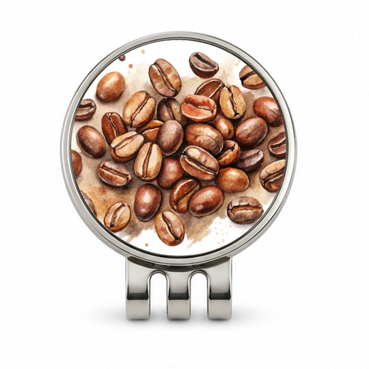 Coffee Beans Watercolor Golf Hat Clip with Ball Marker