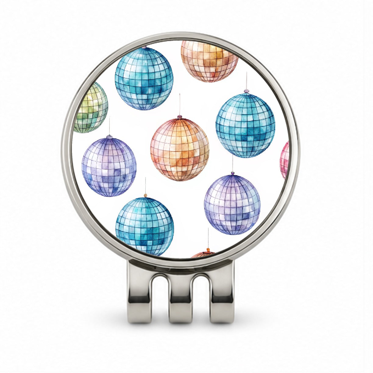 Colorful Disco Balls Golf Hat Clip with Ball Marker