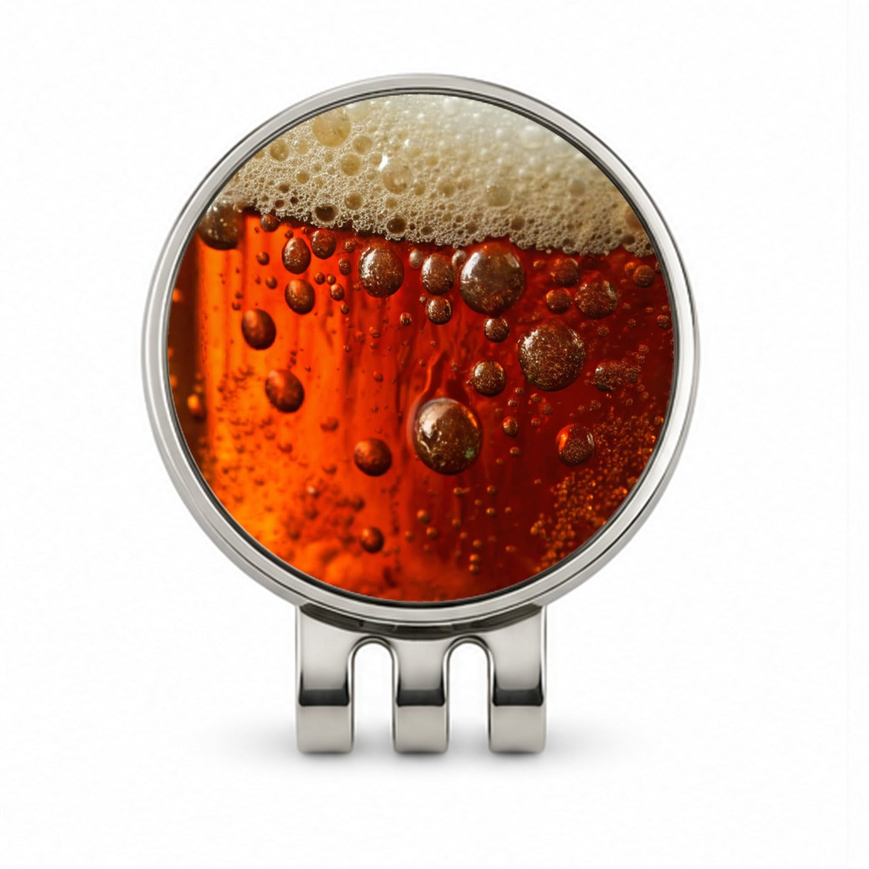 Dark Beer Closeup Foam Top Funny Golf Hat Clip with Ball Marker