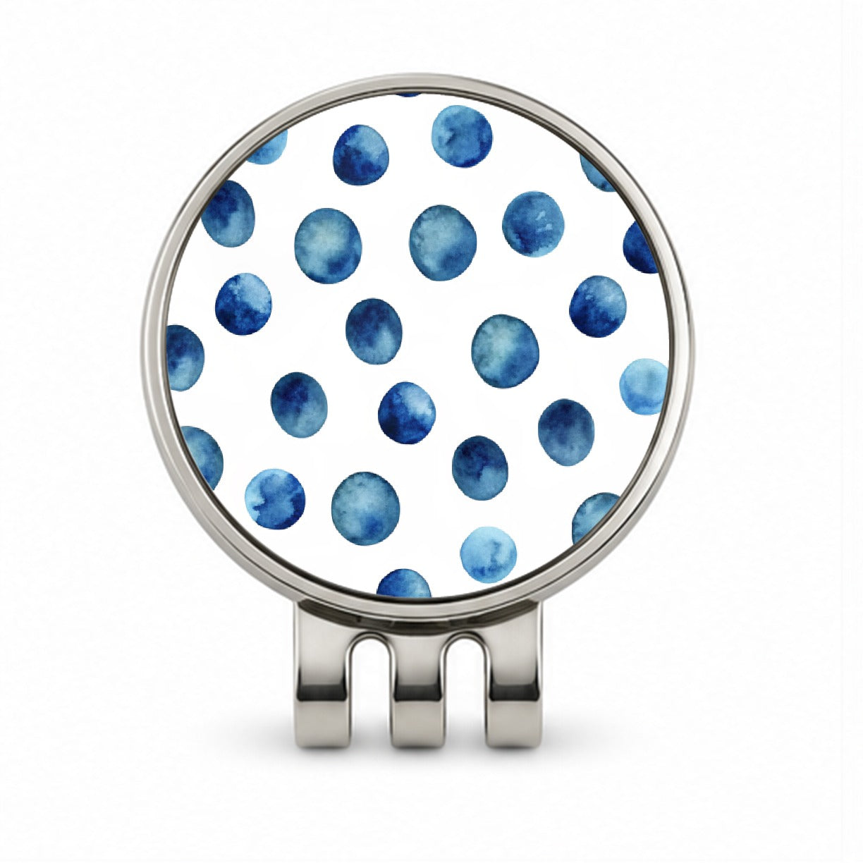 Dark Blue Polka Dots Fun White Background Golf Hat Clip with Ball Marker