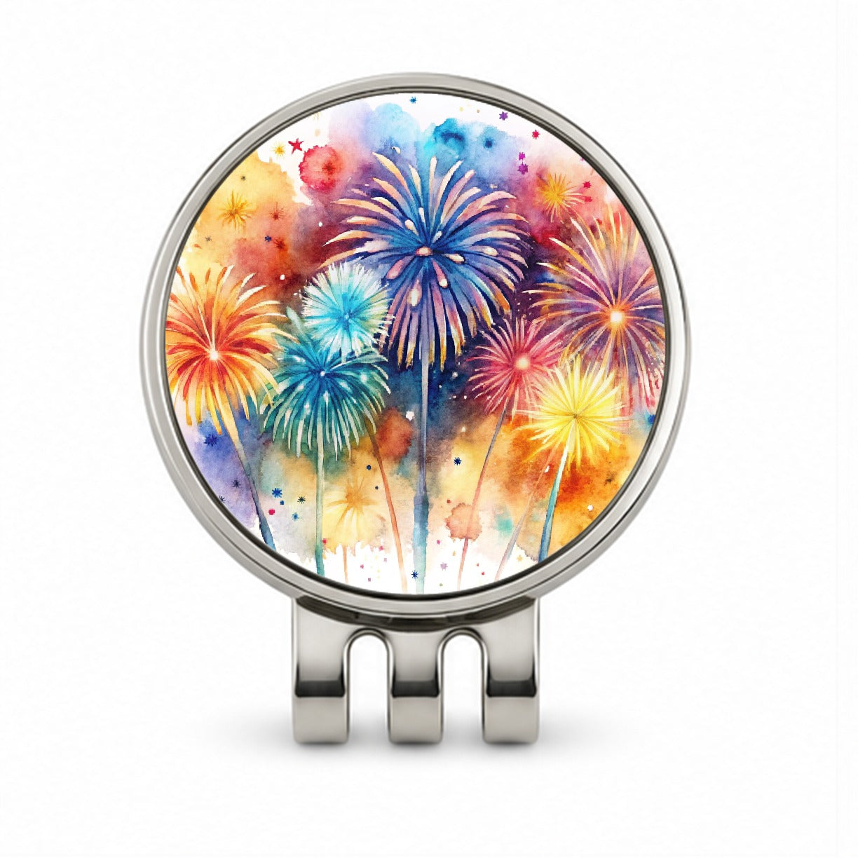 Fireworks Colorful Golf Hat Clip with Ball Marker